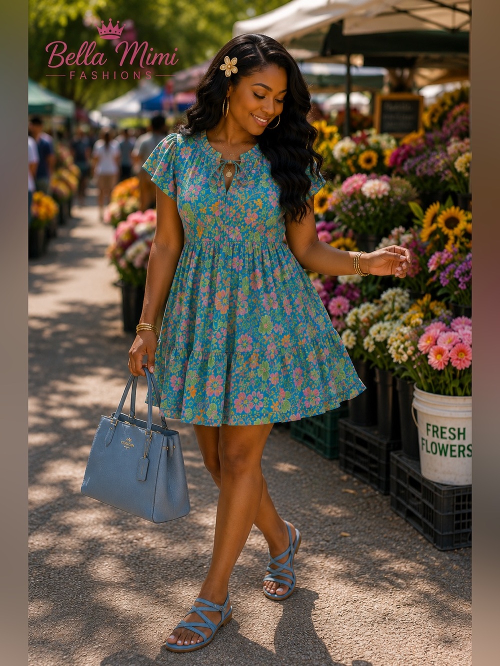 NWT Current Air  Floral Teal Tiered Summer Dress size XL 🌼🌻🌸 BB small